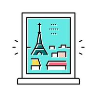 Blick vom Fenster auf die Pariser Farbsymbol-Vektorillustration vektor