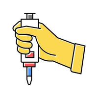 Hand, die chemisches Werkzeug Farbsymbol Vektor isoliert Illustration hält