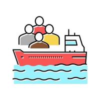 Schiffstransport Flüchtling Farbsymbol Vektor Illustration