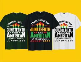 juni svart amerikan frihet, afrikansk amerikan svart historia månad juni typografi t skjorta design vektor