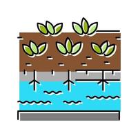 Hydroponik Wassersystem Bewässerung Farbe Symbol Vektor Illustration