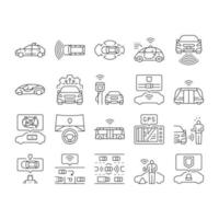 Auto selbst Fahrzeugantrieb Smart Auto Icons Set Vektor