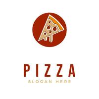 Pizza-Logo-Design-Vorlage innerhalb des Kreises vektor