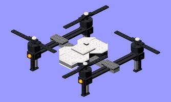 Drohne, ein Spielzeug, das aus Plastikblöcken und isometrischen Steinen zusammengesetzt ist. Vektor