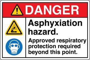 säkerhet tecken märkning märka symbol piktogram fara kvävning fara godkänd respiratorisk skydd nödvändig bortom detta punkt vektor