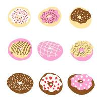 Donuts im Cartoon-Stil. Vektor-Illustration isoliert auf weißem Hintergrund. vektor