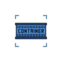 blaues Containervektor-Versandkonzept modernes Symbol oder Symbol vektor
