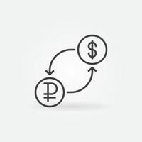 Dollar zu Rubel Vektor Geldwechsel Konzept Gliederungssymbol