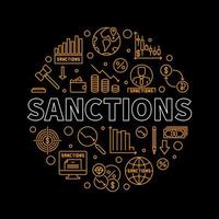 rundes banner der sanktionen - lineare illustration des konzepts der kommerziellen strafen vektor