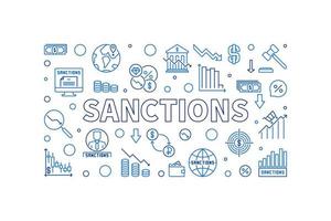 Sanktionen horizontales Vektorbanner. wirtschaftsstrafen dünne linie illustration vektor