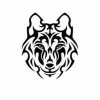 stam- Varg huvud logotyp. tatuering design. djur- stencil vektor illustration