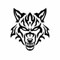 Stammes-Wolfskopf-Logo. Tattoo-Design. Tierschablonen-Vektorillustration vektor