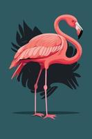 rosa flamingo auf dunklem hintergrund. Vektorillustration eines Flamingos. vektor