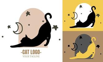 Cat Line Art Logo Design Illustration, einfaches Vektordesign vektor