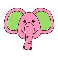 söt klotter elefant ansikte från de samling av flickaktigt klistermärken. tecknad serie vektor Färg illustration.