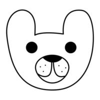 süßes Doodle-Hundegesicht aus der Sammlung von Girly-Aufklebern. karikaturvektor weiße und schwarze illustration. vektor
