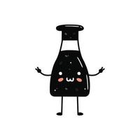 kawaii Sushi-Maskottchen im Cartoon-Stil. süße Sojasaucenflasche für Menü vektor