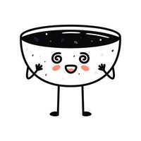 kawaii Sushi-Maskottchen im Cartoon-Stil. süße Sojasaucenschale für das Menü vektor