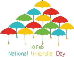 Am 10. Februar wird jedes Jahr der nationale Tag des Regenschirms gefeiert. vektor