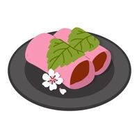 gekritzel asiatisches essen sakura mochi vektor