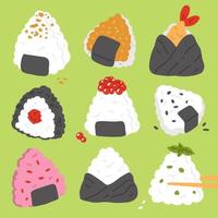 gekritzel asiatisches essen onigiri vektor