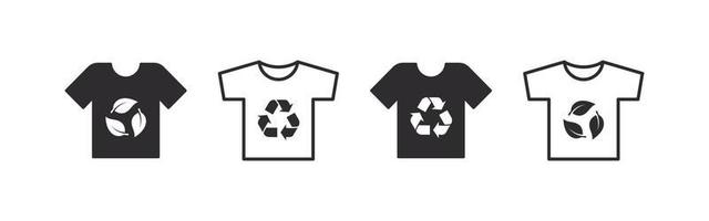 T-Shirt mit Recycling-Symbolen. moderne symbole recycelte materialien. Verpackung und Recycling. Vektor-Illustration vektor