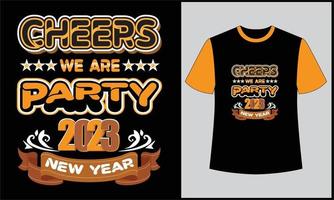 neujahrsprost party 2023 typografie illustration ribon vektor t shirt design