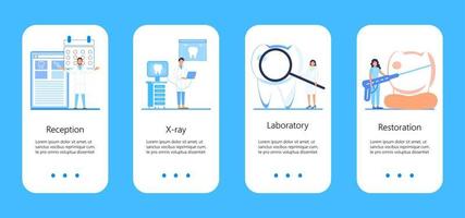 dental tjänster vektor begrepp för app, social berättelser. mycket liten tandläkare göra röntgen skanna av tänder. bleka emalj eller återhämtning implantera begrepp.