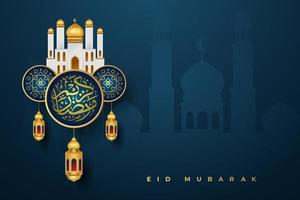 eid mubarak grußkartenhintergrund mit islamischer verzierungsvektorillustration vektor