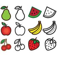 samling av olika typer av frukter, frukt uppsättning illustration vit bakgrund vektor