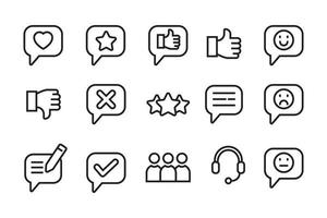 Reihe von Feedback-Symbolen im linearen Stil isoliert auf weißem Hintergrund vektor