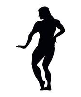 vektorillustration der schwarzen silhouetten des weiblichen bodybuilders vektor