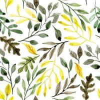 vattenfärg sömlös mönster med höst löv. abstrakt skriva ut med gul och brun träd löv, skog. vektor