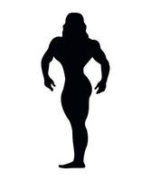 vektorillustration der schwarzen silhouetten des weiblichen bodybuilders vektor