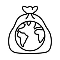 Symbol oder Clipart der Erde in einer Plastiktüte, um den hohen Plastikmüll und die globale Erwärmung durch den Treibhauseffekt zu zeigen vektor