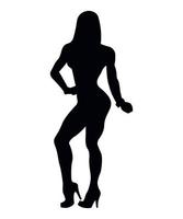 vektorillustration der schwarzen silhouetten des weiblichen bodybuilders vektor
