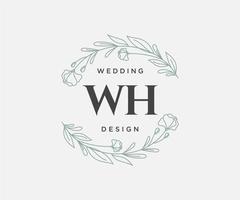 wh initialer brev bröllop monogram logotyper samling, hand dragen modern minimalistisk och blommig mallar för inbjudan kort, spara de datum, elegant identitet för restaurang, boutique, Kafé i vektor