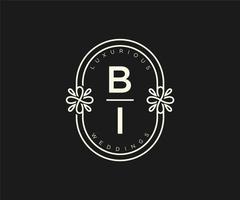 bi initialer brev bröllop monogram logotyper mall, hand dragen modern minimalistisk och blommig mallar för inbjudan kort, spara de datum, elegant identitet. vektor