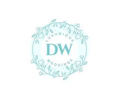 dw initialer brev bröllop monogram logotyper mall, hand dragen modern minimalistisk och blommig mallar för inbjudan kort, spara de datum, elegant identitet. vektor