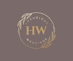 H w initialer brev bröllop monogram logotyper mall, hand dragen modern minimalistisk och blommig mallar för inbjudan kort, spara de datum, elegant identitet. vektor