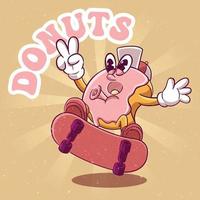 niedliche donuts illustration handgezeichnete trendige cartoon-element retro-stil vektor