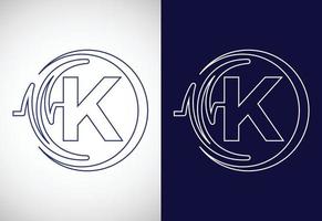 anfängliches k-alphabet mit gesundheitspuls. Strichzeichnungen Herzschlag-Logo-Design. Logo für Medizin- oder Gesundheitsunternehmen vektor