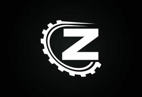 anfängliches z-alphabet mit einem zahnrad. Design des Zahnradingenieur-Logos. Logo für Automobil, Mechanik, Technologie, Einstellung, Reparaturgeschäft und Firmenidentität vektor