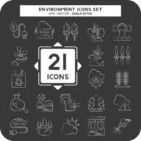 Icon-Set-Umgebung. bezogen auf Umweltsymbol. Kreide-Stil. einfache Abbildung. Erhaltung. Erde. sauber vektor