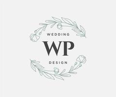 wp initialer brev bröllop monogram logotyper samling, hand dragen modern minimalistisk och blommig mallar för inbjudan kort, spara de datum, elegant identitet för restaurang, boutique, Kafé i vektor