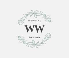 ww initialer brev bröllop monogram logotyper samling, hand dragen modern minimalistisk och blommig mallar för inbjudan kort, spara de datum, elegant identitet för restaurang, boutique, Kafé i vektor