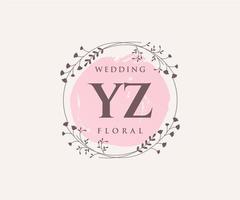 yz Initialen Brief Hochzeit Monogramm Logos Vorlage, handgezeichnete moderne minimalistische und florale Vorlagen für Einladungskarten, Datum speichern, elegante Identität. vektor