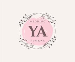 ya Initialen Brief Hochzeit Monogramm Logos Vorlage, handgezeichnete moderne minimalistische und florale Vorlagen für Einladungskarten, Datum speichern, elegante Identität. vektor