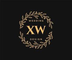 xw initialen brief hochzeitsmonogramm logos sammlung, handgezeichnete moderne minimalistische und florale vorlagen für einladungskarten, save the date, elegante identität für restaurant, boutique, café im vektor