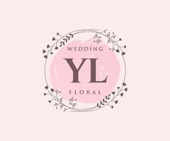 yl Initialen Brief Hochzeit Monogramm Logos Vorlage, handgezeichnete moderne minimalistische und florale Vorlagen für Einladungskarten, Datum speichern, elegante Identität. vektor